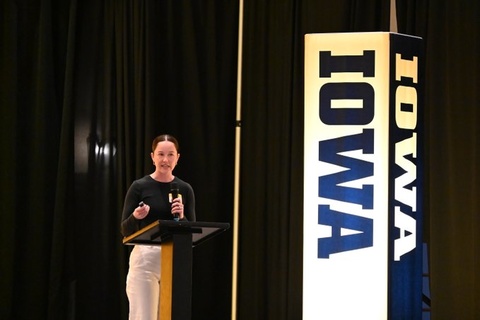 Riley Behan-Bush giving a presentation